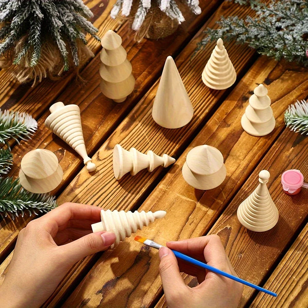 Wooden Christmas Tree Village