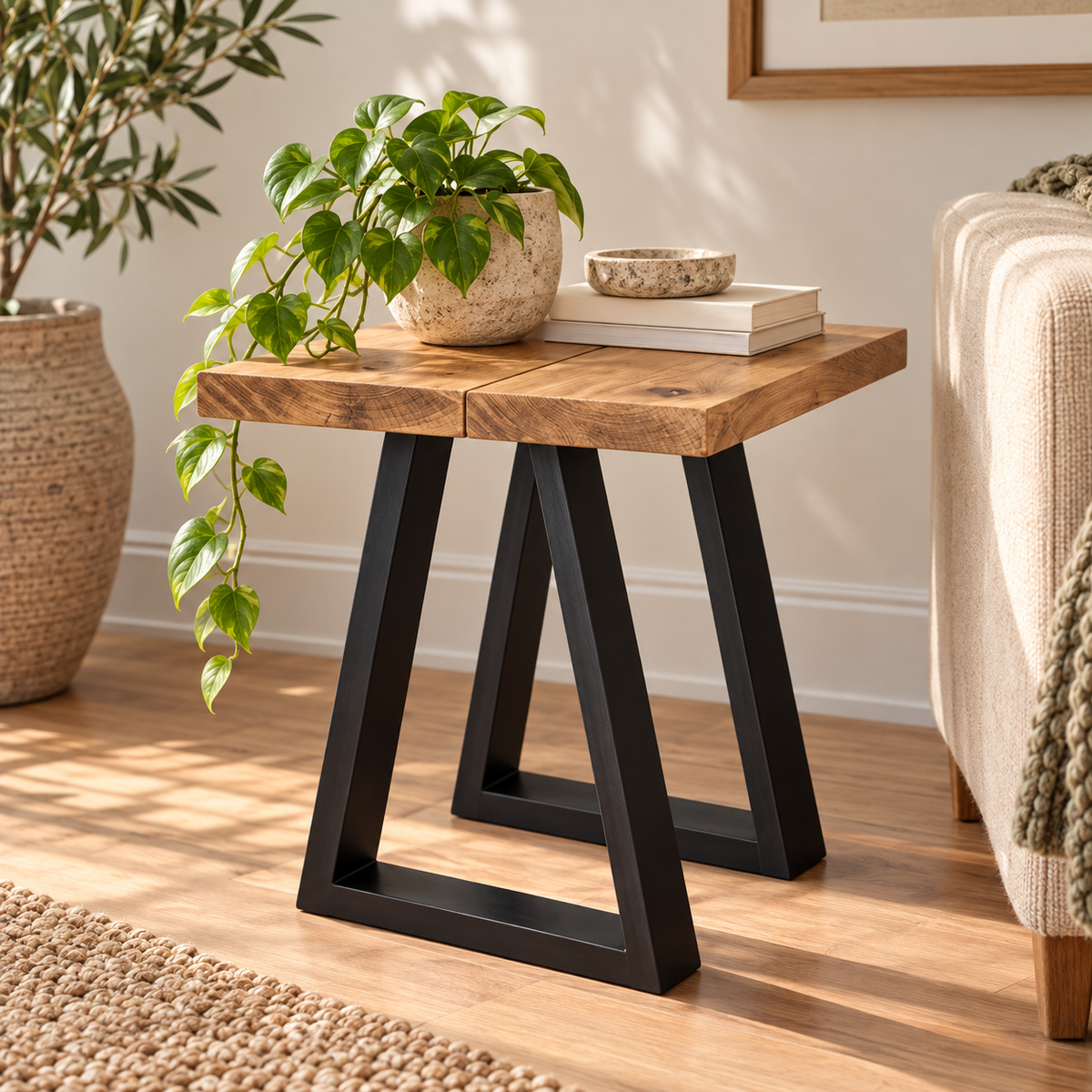 Side Table - Trapeze Frame Legs