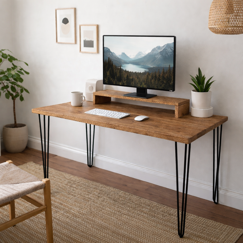 Rustic Office Desk Monitor Stand