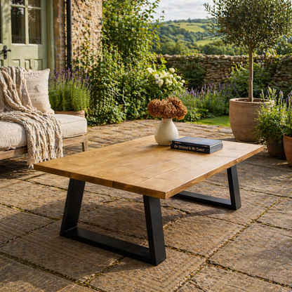 Garden Coffee Table -  Trapeze Frame Legs